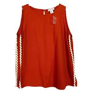 Rachel Zoe Top Sleeveless Tank Linen Blend Dark Orange Size XL NWT